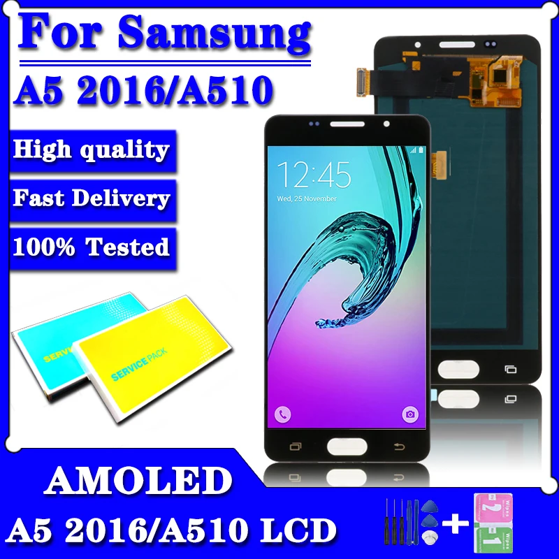 

SUPER AMOLED 5.2'' Original for Samsung Galaxy A5 2016 A510F A510M A510FD A5100 A510 LCD Display Touch Screen Digitizer Assembly