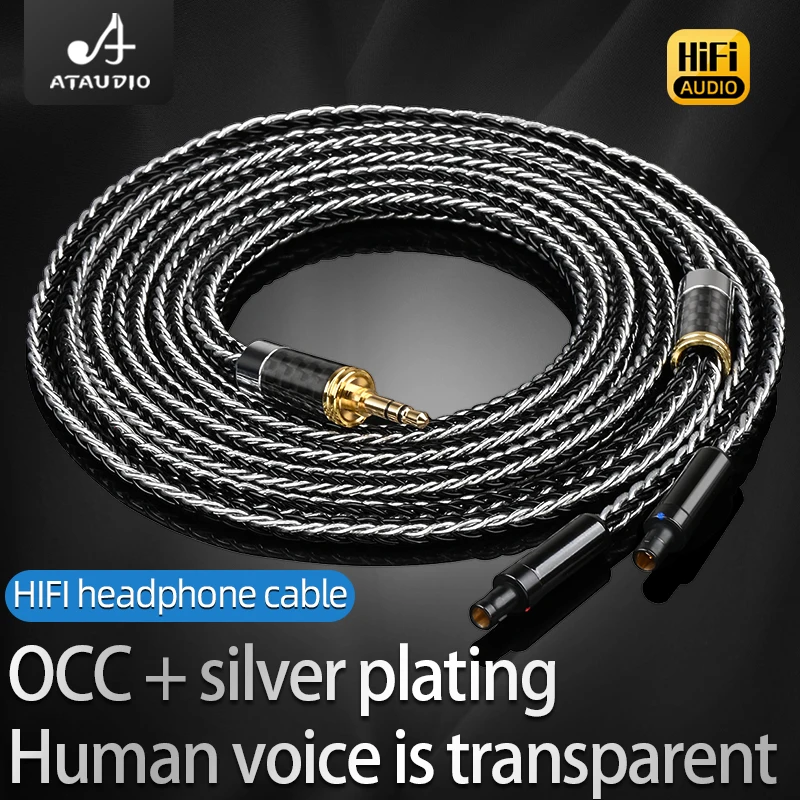 

ATAUDIO HIFI 3.5/2.5/4.4mm Balanced OCC Silver Headphone Upgrade Cable Cable For HD800 HD800S HD820 Headset Cable