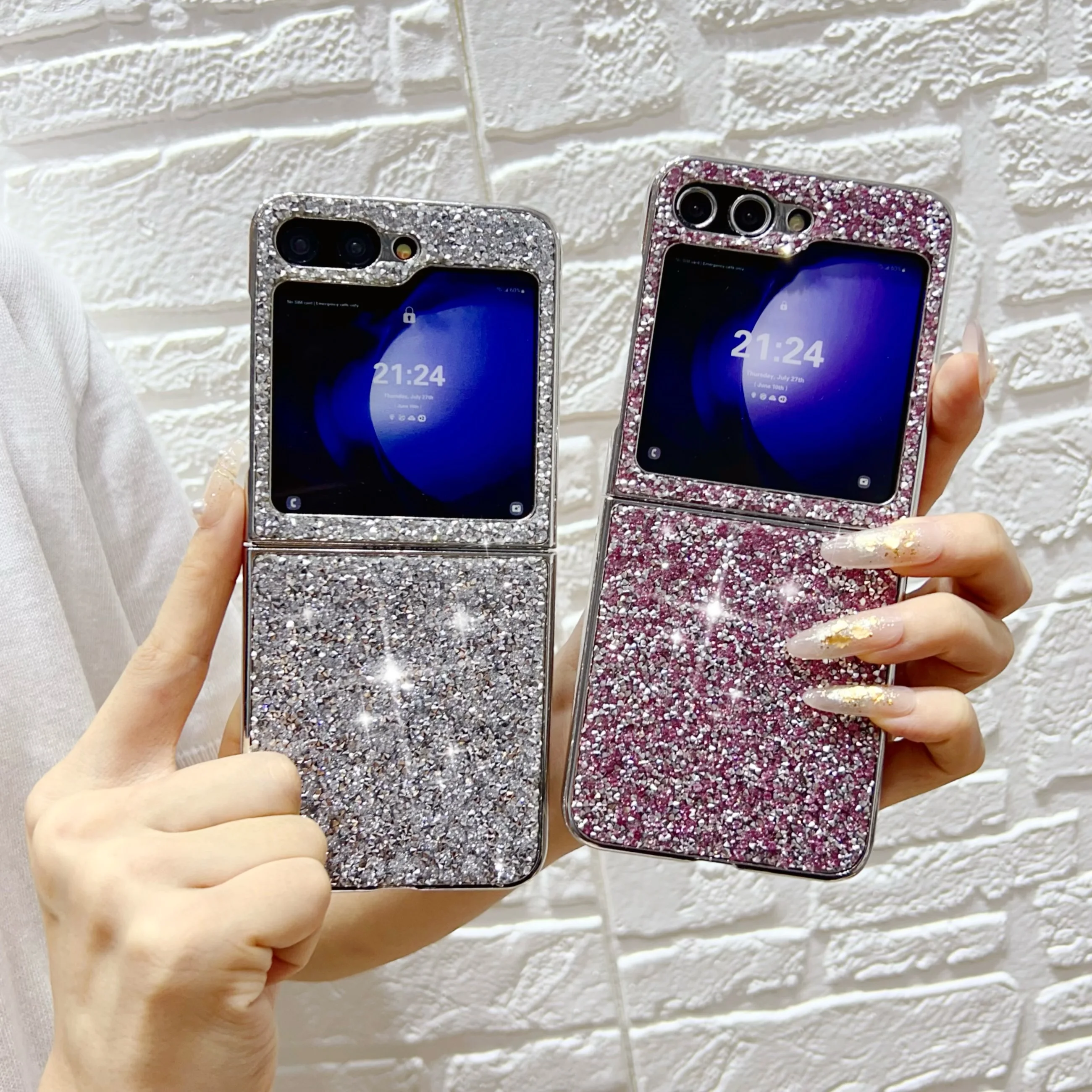 

Shockproof Electroplating Diomand Glitter Case for Samsung Galaxy Z Flip 5 4 3, Flip 4, Shiny Bling Hard Protective Phone Cover