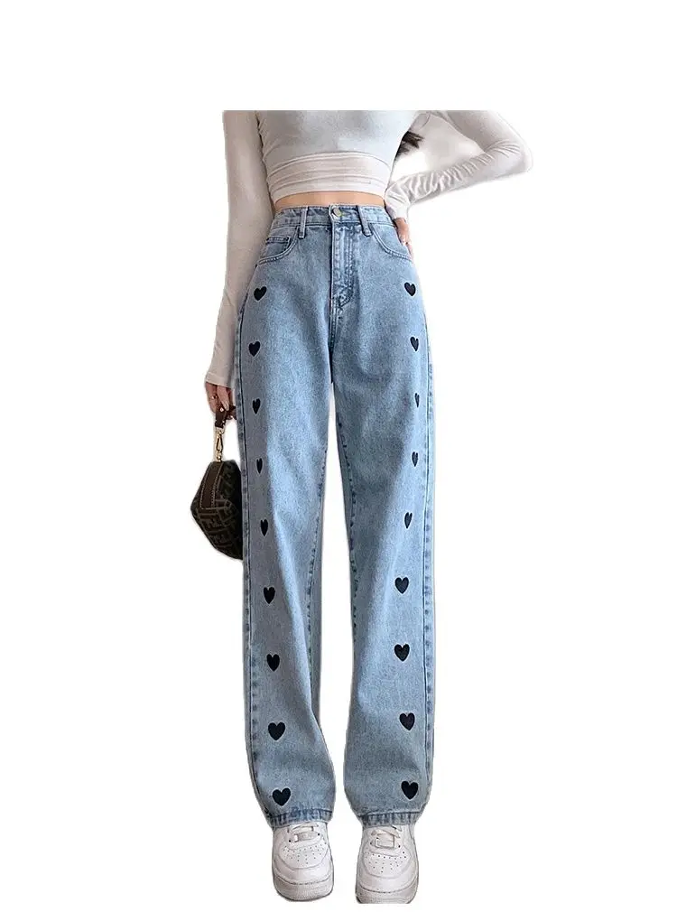 

2024 Women Baggy Star Jeans Vintage Harajuku High Waist Denim Trouser Y2k Loose Casual Wide Leg Straight Pants