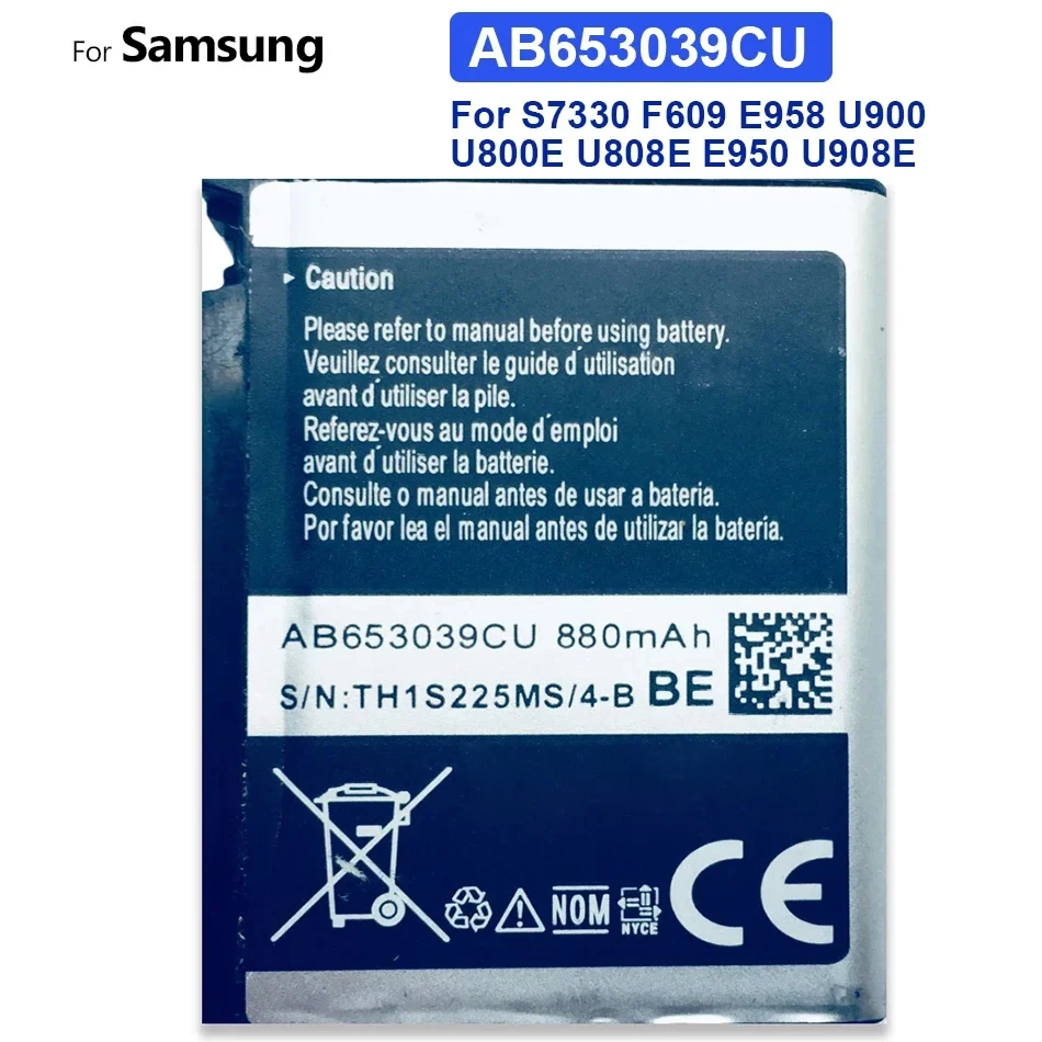 Phone Battery AB653039CE AB653039CU For Samsung S7330 F609 E958 U900 U800E U808E E950 U908E 880mAh
Phone Battery AB653039CE AB653039CU For Samsung S7330 F609 E958 U900 U800E U808E E950 U908E 880mAh