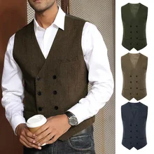 Men's Suit Vest V-Neck Double Breasted Herringbone Wool Sleeveless Vintage Steampunk Waistcoat
Men's Suit Vest V-Neck Double Breasted Herringbone Wool Sleeveless Vintage Steampunk Waistcoat