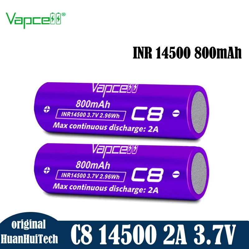 Оригинальный литиевый аккумулятор Vapcell INR 14500 C8 800 мАч 2 а 3,7 в с реальной емкостью 14500, аккумуляторная батарея для фонарика
Оригинальный литиевый аккумулятор Vapcell INR 14500 C8 800 мАч 2 а 3,7 в с реальной емкостью 14500, аккумуляторная батарея для фонарика