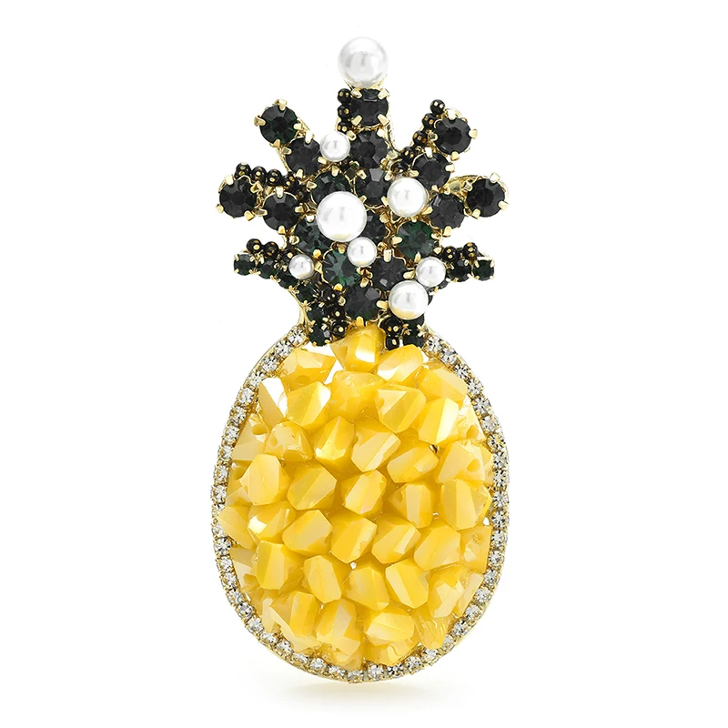 

Wuli&baby Handmade Crystal Pineapple Brooches For Women Unisex 2-color Sparkling Fruits Party Office Brooch Pins Gifts