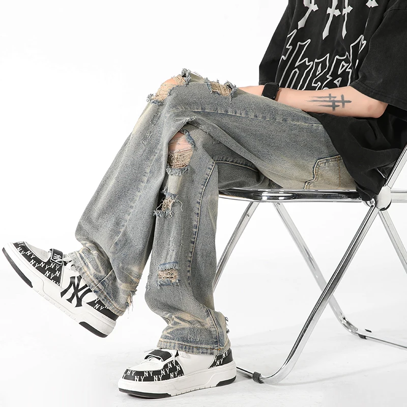 Spring Men Ripped Hole Jeans Hip Hop American Vintage Denim Pants Destroyed Streetwear Harajuku Casual Cotton Cowboy Trousers
Spring Men Ripped Hole Jeans Hip Hop American Vintage Denim Pants Destroyed Streetwear Harajuku Casual Cotton Cowboy Trousers