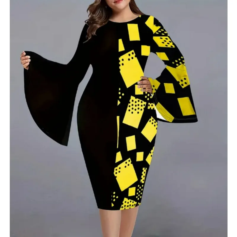 Autumn Oversized Women Dresses Flare Sleeve Fashion Contrast Color Dress Women Sexy Round Neck Dress Commuter Vestidos De Mujer
Autumn Oversized Women Dresses Flare Sleeve Fashion Contrast Color Dress Women Sexy Round Neck Dress Commuter Vestidos De Mujer