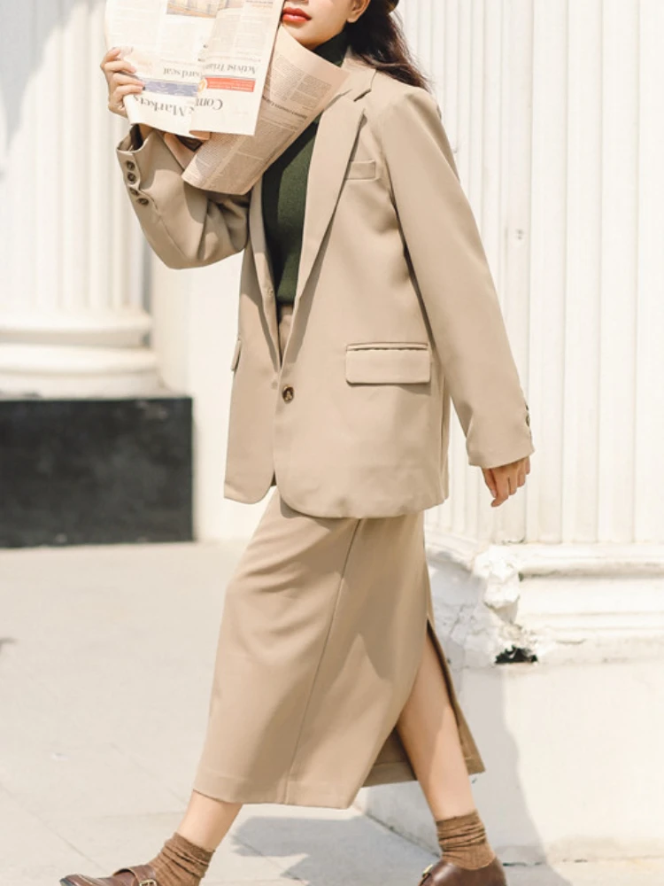New Women Fashion Elegant Slim Skirts Suit Casual Loose Blazer Jackets High Waist Saya Two Pieces Set Femme Vintage Clothings
New Women Fashion Elegant Slim Skirts Suit Casual Loose Blazer Jackets High Waist Saya Two Pieces Set Femme Vintage Clothings