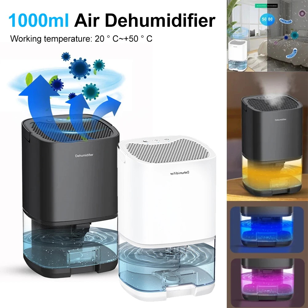 Dehumidifier for Home 1L Large Water Tank with Air Filter Quiet Dehumidifier with Auto Off RGB Lighting for Home Bedoom Office
Dehumidifier for Home 1L Large Water Tank with Air Filter Quiet Dehumidifier with Auto Off RGB Lighting for Home Bedoom Office