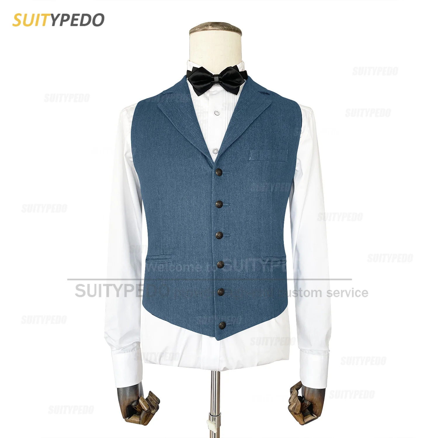 

Fashion Denim Vest For Men Daily Activities Classic Costumes Formal Party Tailor-made Slim Fit Single Breasted Waistcoat 1 Piece