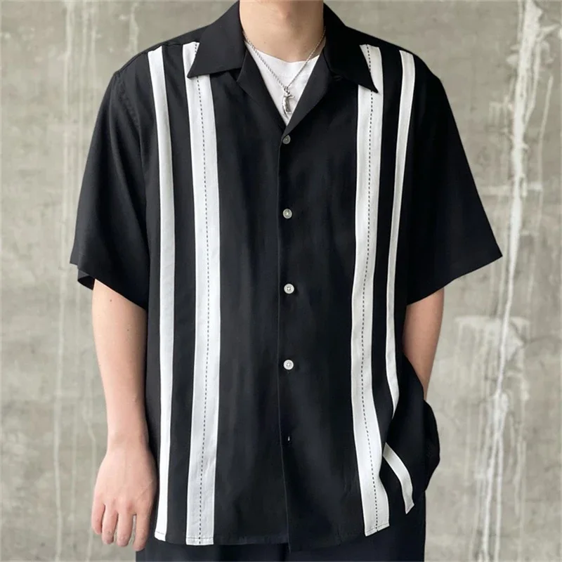 23SS Lapel Wacko Maria Stripe Shirts Men Women Black White Patchwork Hawaiian Shirt Top Tee Techwear
23SS Lapel Wacko Maria Stripe Shirts Men Women Black White Patchwork Hawaiian Shirt Top Tee Techwear