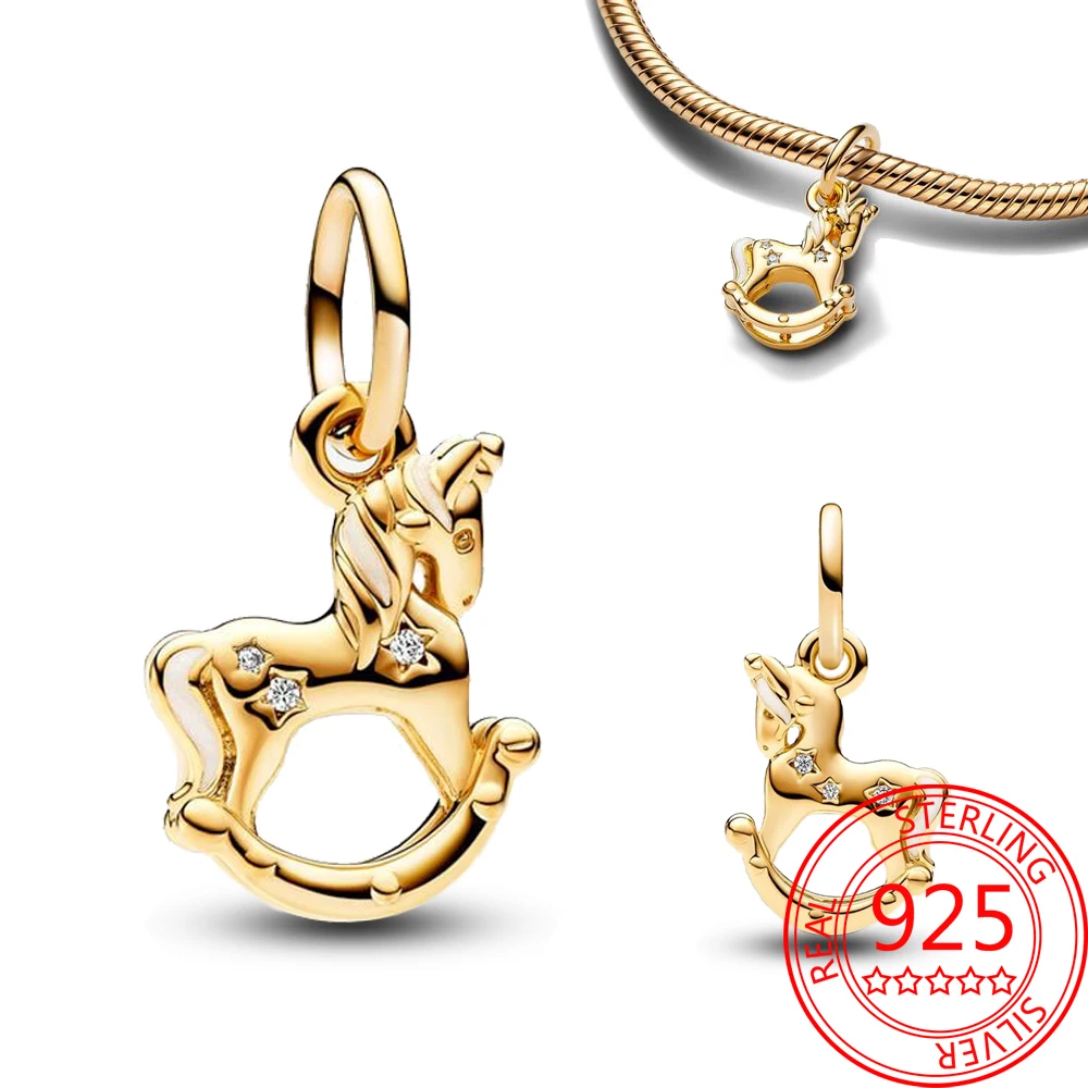 Exquisite 925 Sterling Silver Gold Rocking Unicorn Dangle Charm Fit Pandora Bracelet Women's Birthday Jewelry Accessories
Exquisite 925 Sterling Silver Gold Rocking Unicorn Dangle Charm Fit Pandora Bracelet Women's Birthday Jewelry Accessories