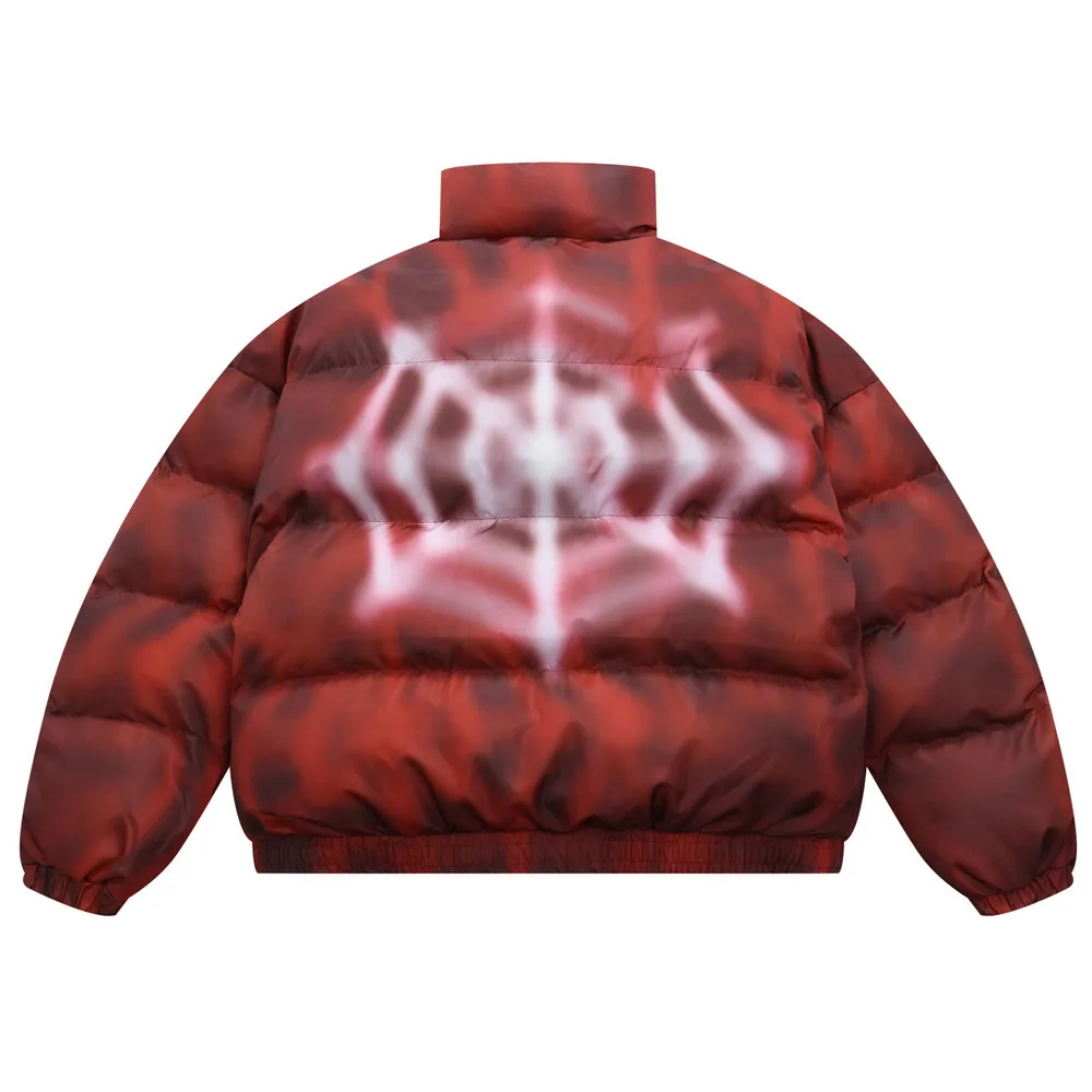

Men's Spider Web Tie Dyed Bread Suit Trendy Thickened Street Harajuku Couple Cotton Coat Comfortable Hip Hop Stand Neck Jacket