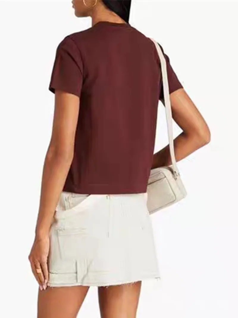 Женская футболка из 100% хлопка с трехмерными буквами, повседневный топ с коротким рукавом и круглым вырезом, женские футболки, весна-лето 2024
Женская футболка из 100% хлопка с трехмерными буквами, повседневный топ с коротким рукавом и круглым вырезом, женские футболки, весна-лето 2024