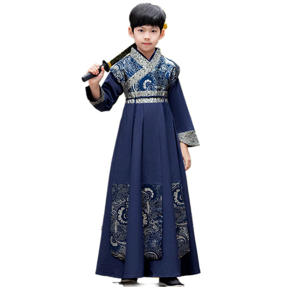 

Boys' Chinese Traditional Improved Hanfu Ancient Costume Set Brocade Satin Surface Spring Tang Suit Cosplay Printed Outfit New