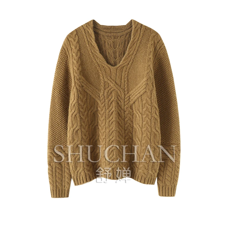 Winter Thick 100% Cashmere Sweater Women Warm Soft Pullover Sueter Mujer V-Neck LOOSE Sweater Mujer Pull Long
Winter Thick 100% Cashmere Sweater Women Warm Soft Pullover Sueter Mujer V-Neck LOOSE Sweater Mujer Pull Long