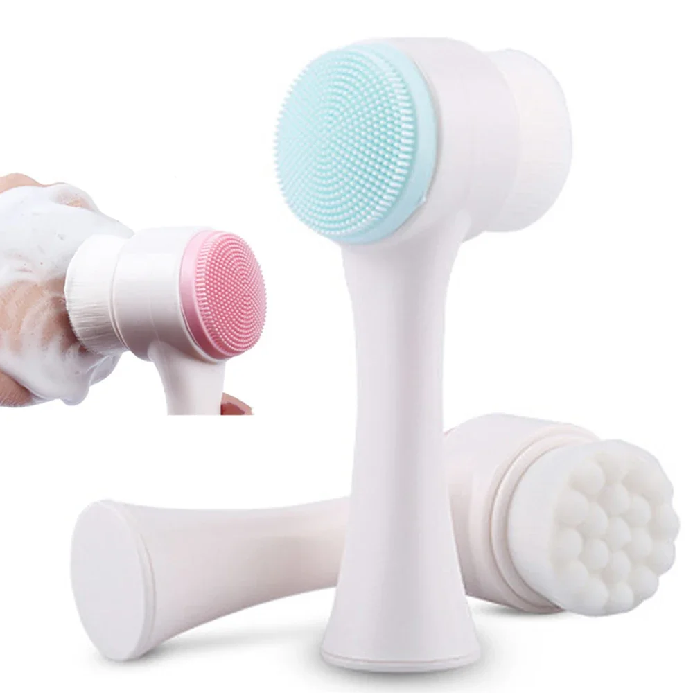 

Face Brush Manual Facial Cleansing Skin Care Silicone Facial Scrubber Dual Face Wash Brush Deep Pore Exfoliation Makeup Massage