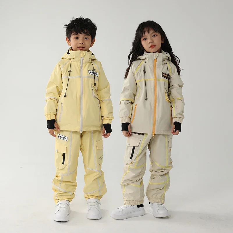 

2024 New Children Ski Suit Girls Boys Outdoor Snowboard Jacket Overalls Windproof Waterproof Kids Ski Set Winter Clothing Warm