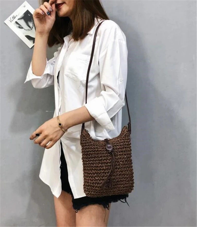 Travel Wicker Crossbody Tote - Hand Woven Bohemian Beach Shoulder Bag 6 S345ca042d38148b0bc0bc1dbba7faa2cZ