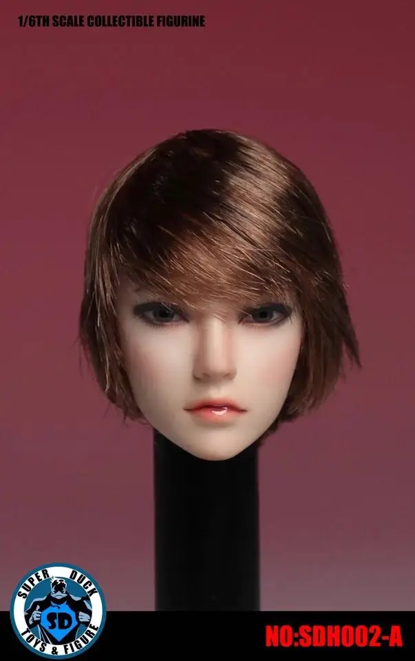 

1/6 female head long brown hair for PALE Phicen SDH002A SDH002B action figure toys Head Sculpt SUPERDUCK SDH002C