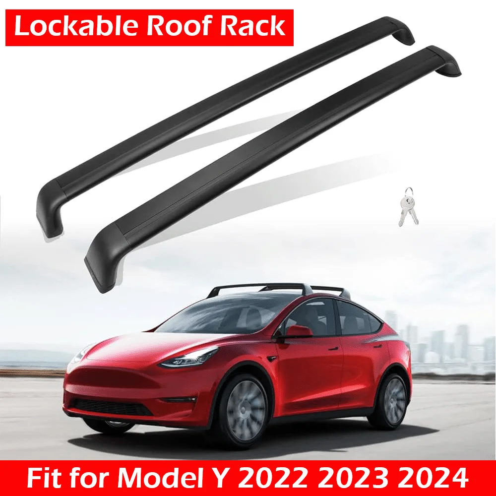 

Lockable Roof Rack Fits for Tesla Model Y 2024 2023 2022 Roof Rack Accessories Antitheft Cross Bars Model Y Luggage Carrier