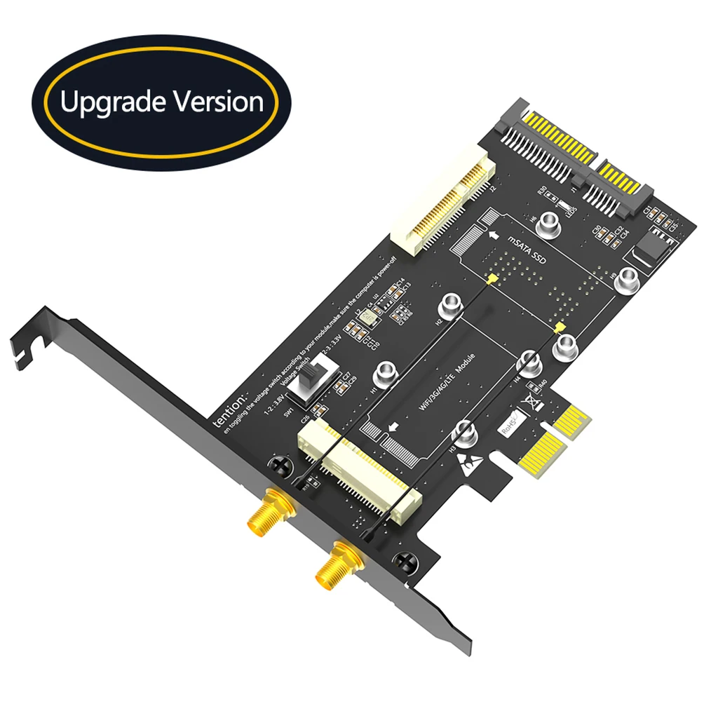 

2in1 Adapter Card Mini PCI-E to PCI-E 1x and MSATA to SATA3 with SIM Card Slot for WiFi/ 3G/4G/LTE/ Msata SSD