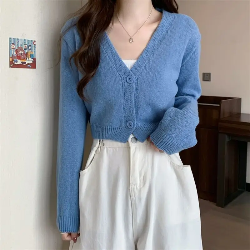Crop Cardigan Women Slim Autumn Girlish All-match Ulzzang Tender V-neck Casual Outwear Aesthetic Classic Students Chic Clothing Crop Cardigan Women Slim Autumn Girlish All-match Ulzzang Tender V-neck Casual Outwear Aesthetic Classic Students Chic Clothing