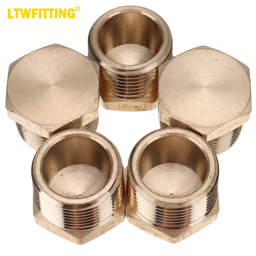 

LTWFITTING LF Brass Pipe Hex Head Plug Fittings 3/4" Male NPT Air Fuel Water (Pack of 5)