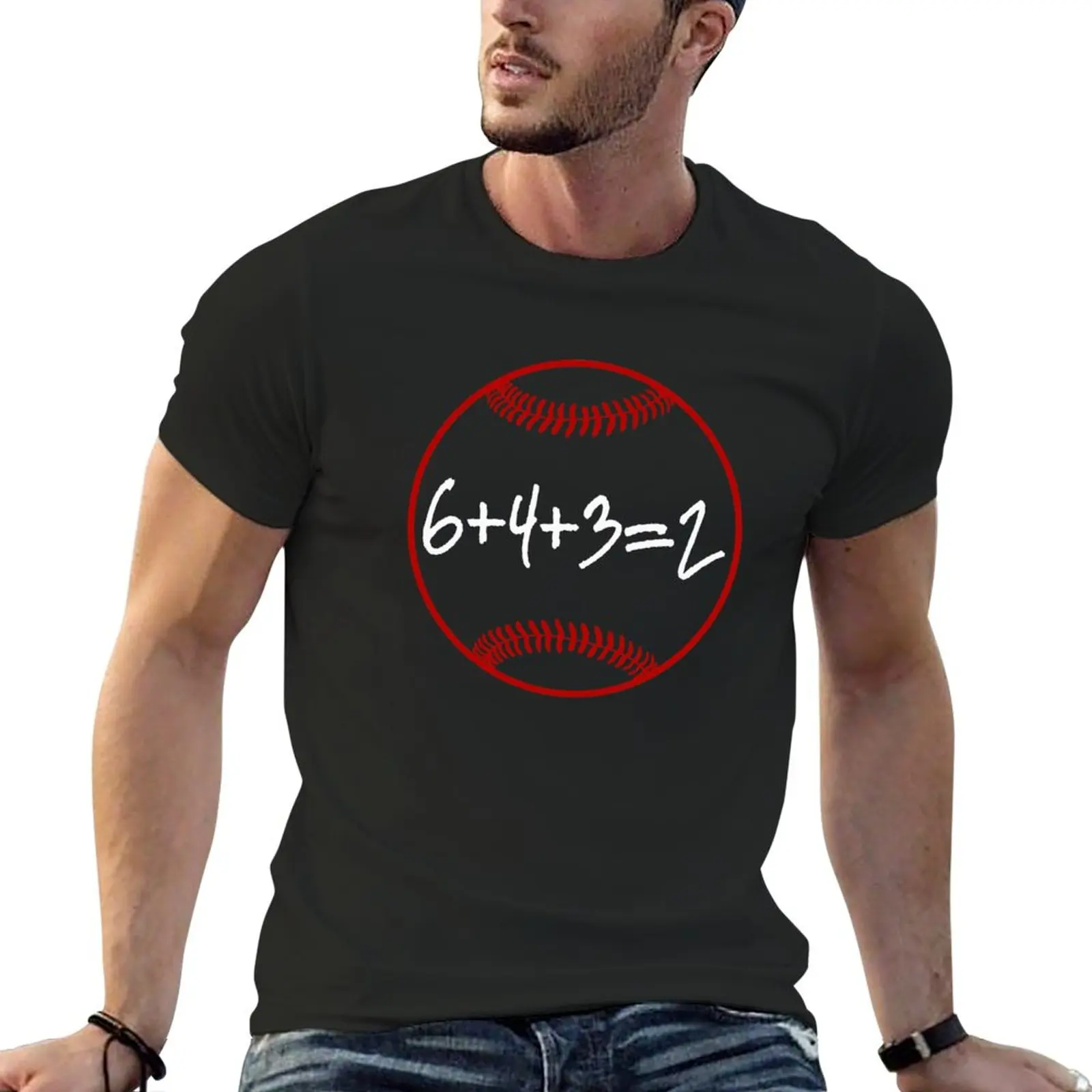 

New Baseball 6432 Double Play 6+4+3=2 Softball Math T-Shirt man clothes boys t shirts big and tall t shirts for men