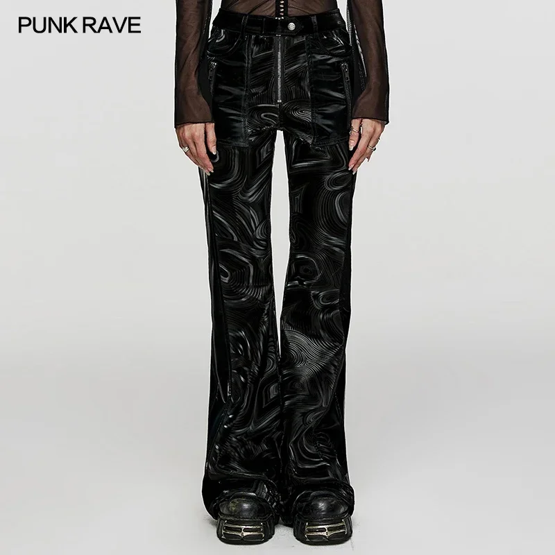 PUNK RAVE Women's Faux Leather Printed Flared Pants Punk Novel Sci-fi Wavy Textured Fashion Trousers Autumn/winter
PUNK RAVE Women's Faux Leather Printed Flared Pants Punk Novel Sci-fi Wavy Textured Fashion Trousers Autumn/winter