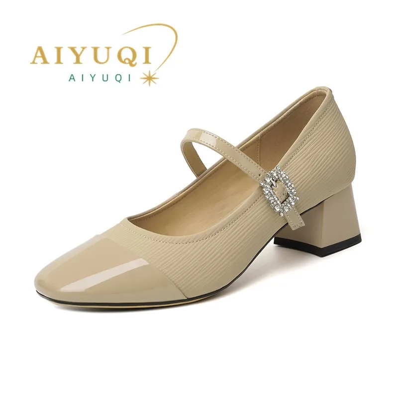 

AIYUQI Mary Jane Women Shoes Genuine Leather 2024 New Women's Spring Shoes Mid-Heel Fashion Women's Office Shoes