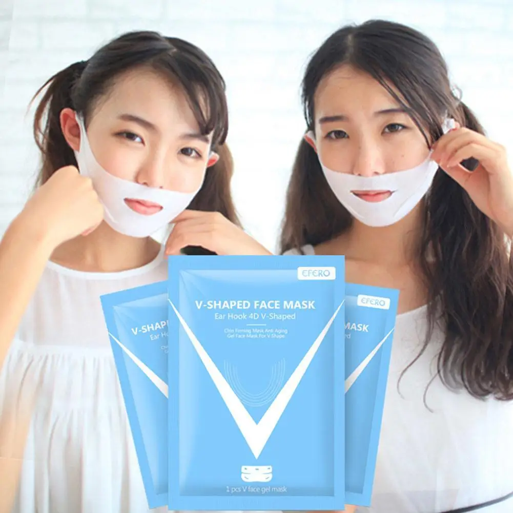 

4D Ear Hook V-shaped Face Mask Chin Firming Slimming Gel Face Masks Lifting Face Mask Bandage Double Chin V Shape Face Mask