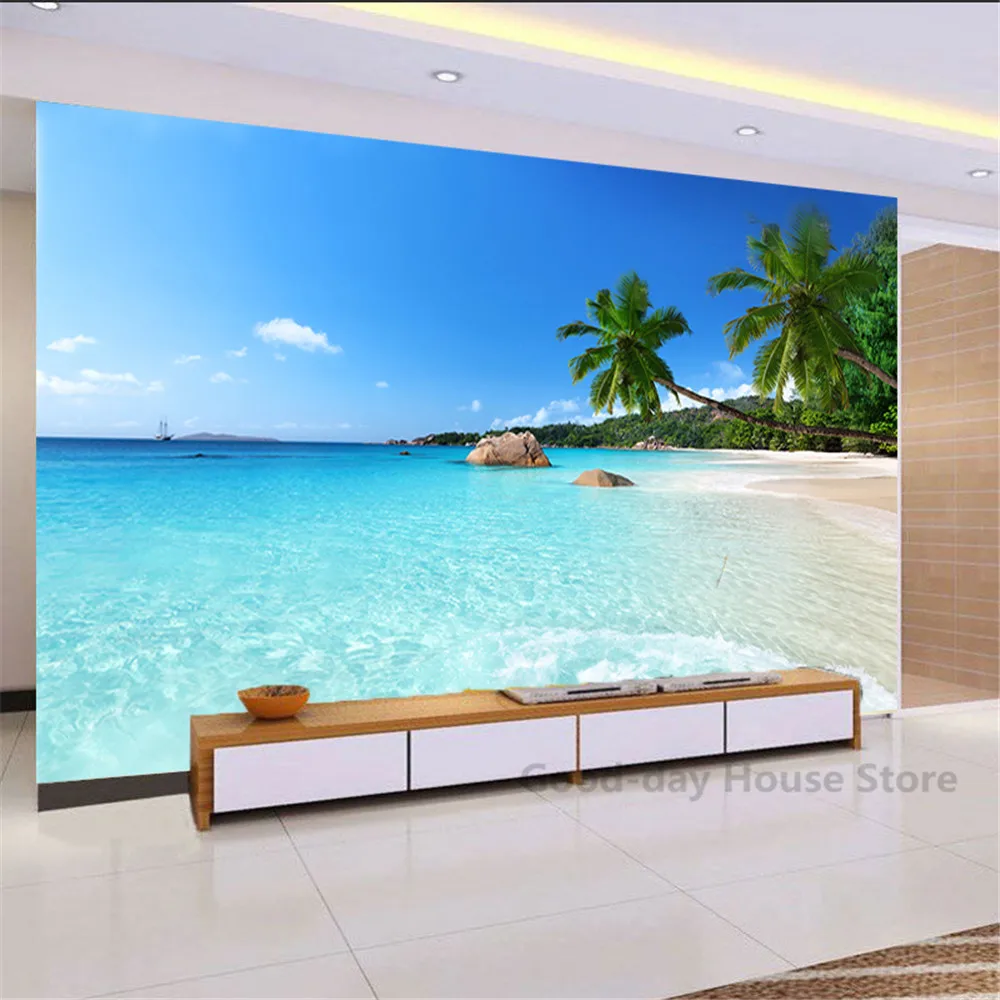 Generic 3D Po Wallpapers Modern Beach Seascape Nature Mural Living Room Bedroom Best Price