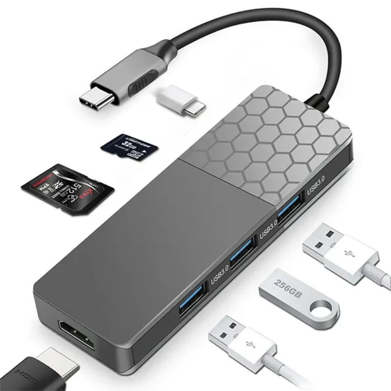 USB Type C Hub Adapter 7 in 1 Dual USB Type C Dock for MacBook Pro with 4K HDMI-Compatible USB C USB3.0 SD/MicroSD Card Reader
USB Type C Hub Adapter 7 in 1 Dual USB Type C Dock for MacBook Pro with 4K HDMI-Compatible USB C USB3.0 SD/MicroSD Card Reader