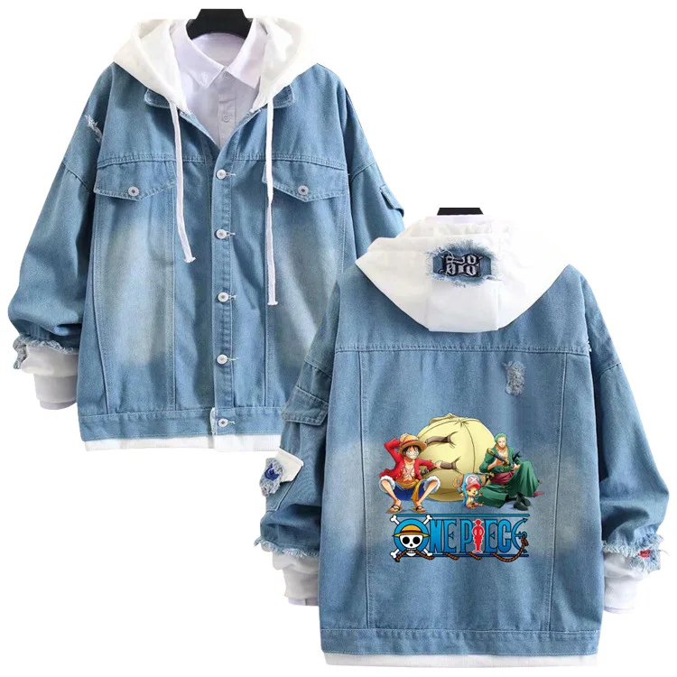 One Piece denim jacket One Piece fake two-piece tops two-dimensional cartoon anime cosplay hooded sweater thin section
One Piece denim jacket One Piece fake two-piece tops two-dimensional cartoon anime cosplay hooded sweater thin section