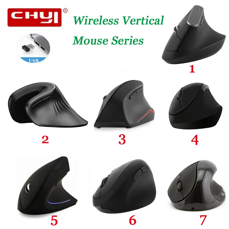 

CHYI Ergonomic Vertical Mouse Gamer Optical USB Mice 1600DPI Battery Gaming Wireless Mouse For Laptop PC Tablet Computer Office