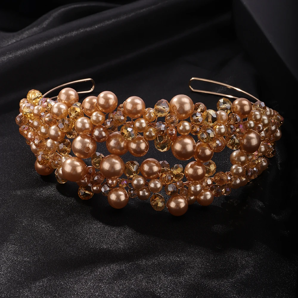 Luxury Elegant Pearl Crystal Crown Headpieces Bridal Headband Wedding Hair Jewelry Accessories Handmade Party Headdress Tiaras 16 S34773104b8be4ccf87a11d01c6c15e1a4