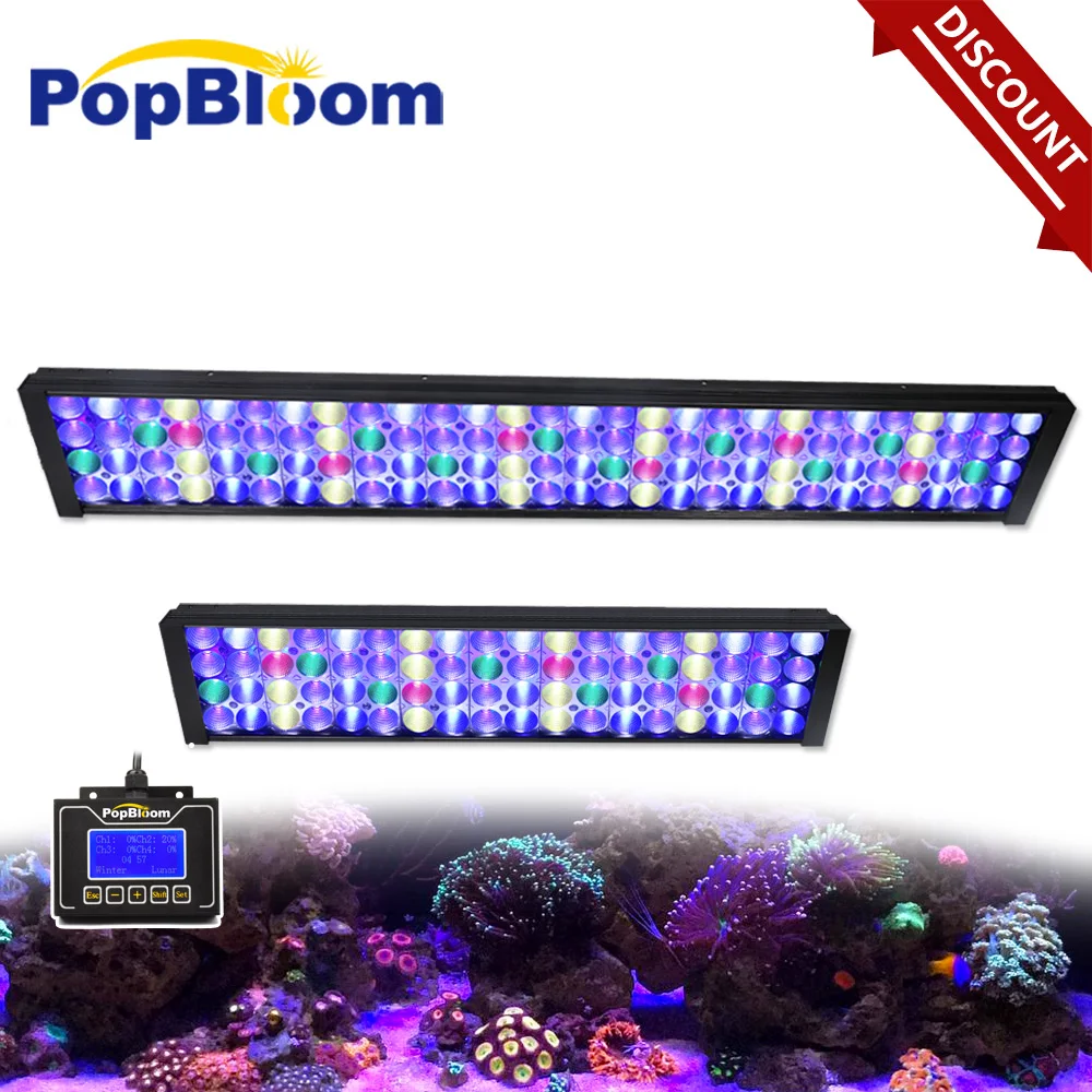 

PopBloom-Smart LED Marine Aquarium Light, Saltwater LED Aquarium Lamp, Marine Reef Fish Tanks, LPS,SPS, 60-240cm, Full Spevtrum