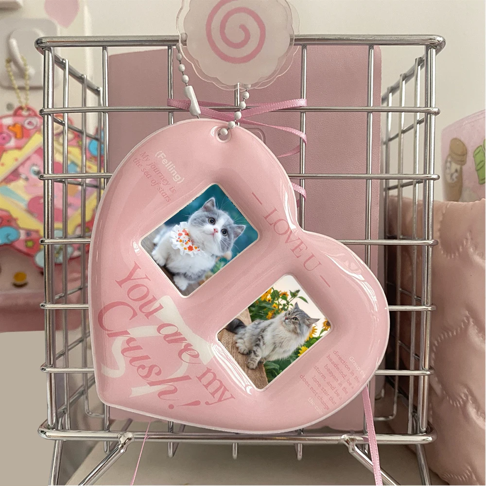 1 Inch Photo Card Holder Pendant Double Slot Heart Shaped Card Sleeve Girl Heart Photocards Protector Sweet Bag Pendant Keychain
1 Inch Photo Card Holder Pendant Double Slot Heart Shaped Card Sleeve Girl Heart Photocards Protector Sweet Bag Pendant Keychain