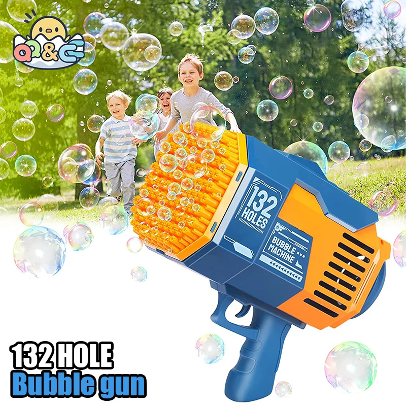 

Bubble Gun Rocket 132 Holes Soap Bubbles Machine Gun Shape Automatic Blower With Light Toys For Kids Pomperos Childrens Day Gift