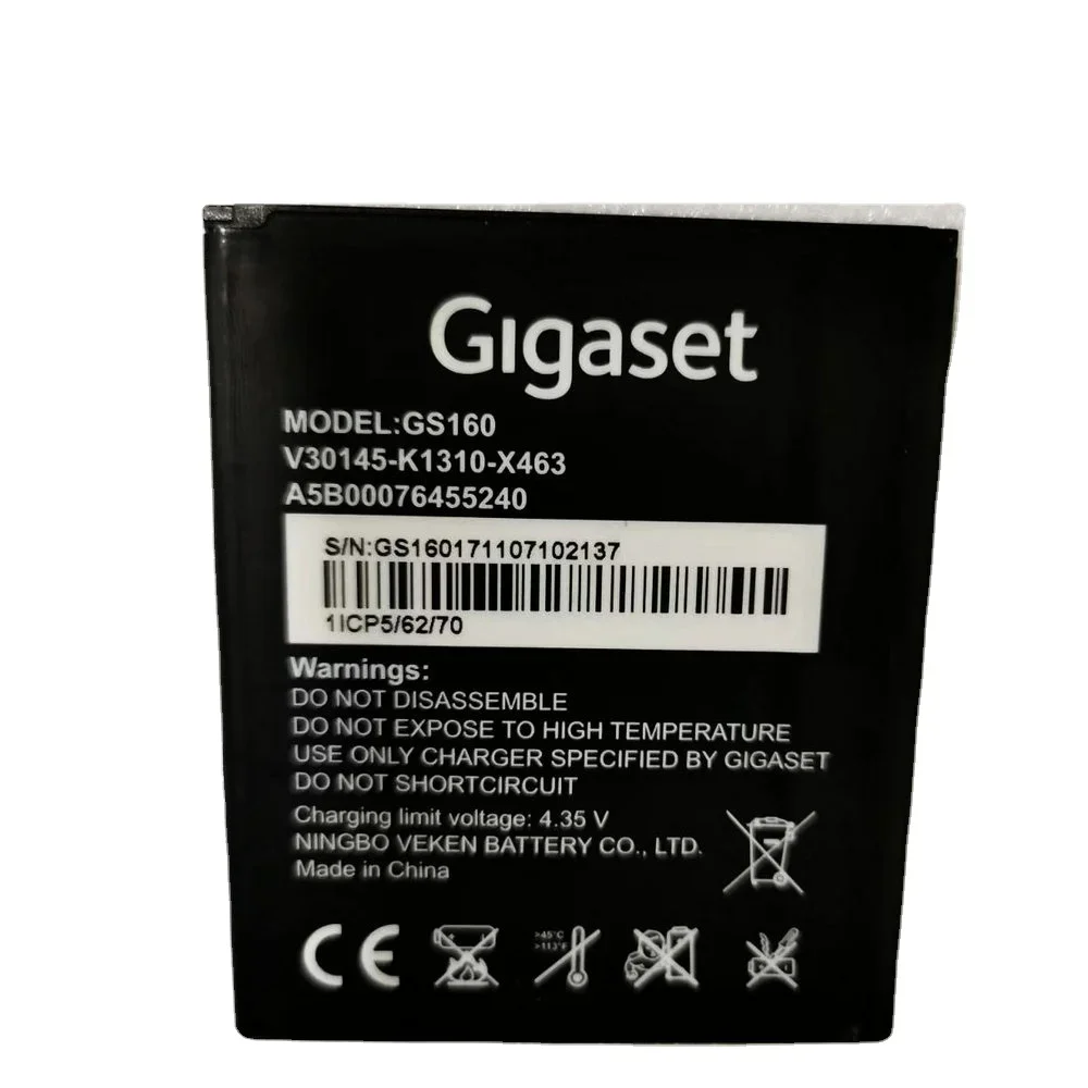 Высококачественный аккумулятор 2500 мАч GS160 для GIgaset GS160 V30145-K1310-463 мобильный телефон
Высококачественный аккумулятор 2500 мАч GS160 для GIgaset GS160 V30145-K1310-463 мобильный телефон