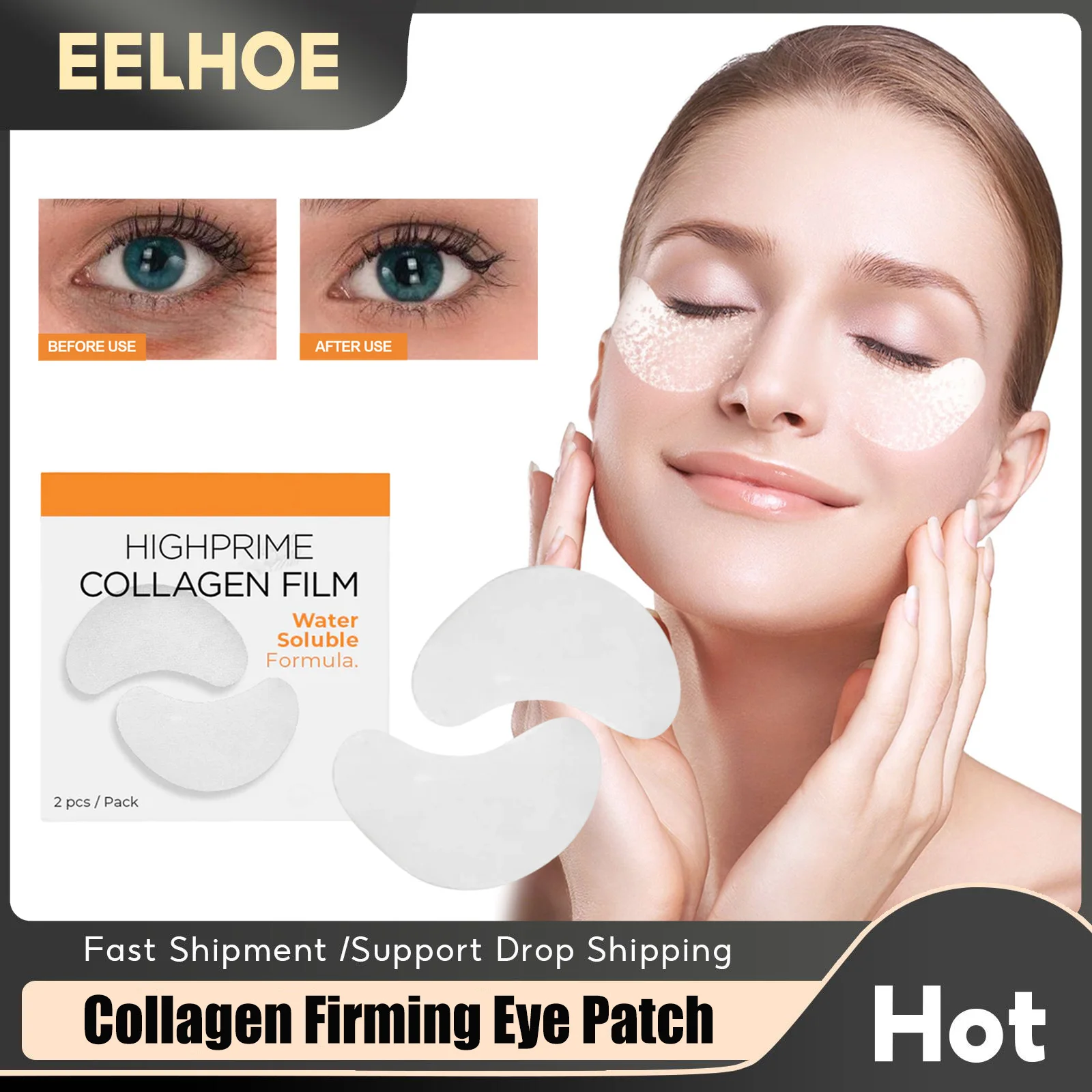 

Collagen Firming Eye Mask Remove Dark Circles Hyaluronic Acid Hydrating Moisturizing Anti Puffiness Soluble Anti Aging Eye Patch