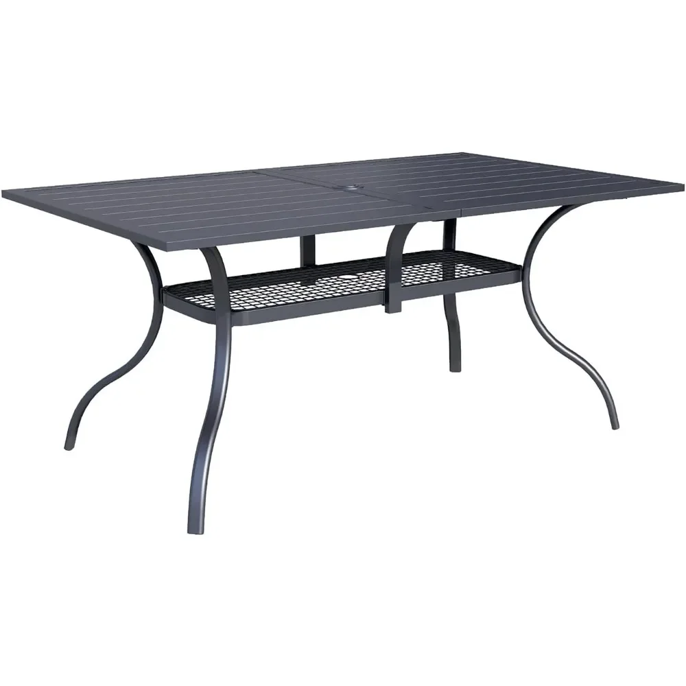 60"x37" Patio Dining Table,Outdoor Metal Rectangular Table Patio Classic Black Table with 1.57" Umbrella Hole,for Garden Deck
60"x37" Patio Dining Table,Outdoor Metal Rectangular Table Patio Classic Black Table with 1.57" Umbrella Hole,for Garden Deck