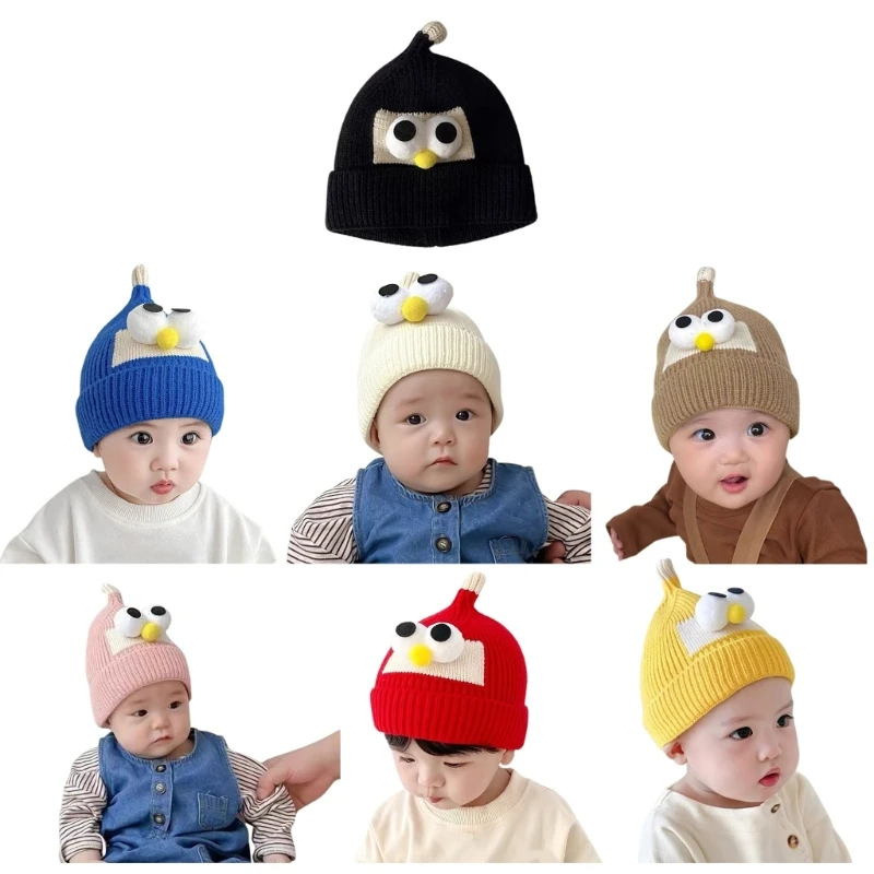 

Stylish Baby Pointed Hat with Adorable Big Eyes, Solid Color Benaie Cap Cosy and Fashionable Knit Hat for 6M to 3 Years