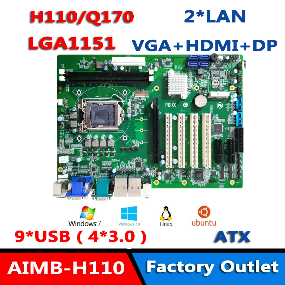 

Intel H110/Q170 6/7/8/9th i7-6700/i7-7700/i7-8700 ATX материнская плата VGA/HDMI/DP/6 * COM/9 * USB/EDP материнская плата