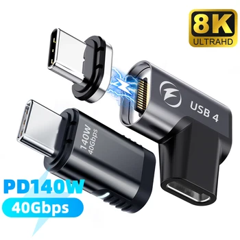 맥북 프로 에어용 마그네틱 어댑터, 삼성 40G, 20G, 8K @ 60Hz, USB C 고속 충전 자석 변환기, 24 핀 USB 4 타입 C, 140W 상품 이미지