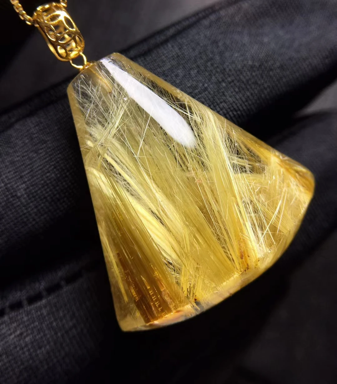 

Natural Gold Rutilated Quartz Pendant Necklace Rectangle Jewelry 22.7*13.4*9mm Fashion 18K Gold Rutilated Women Men AAAAAAA