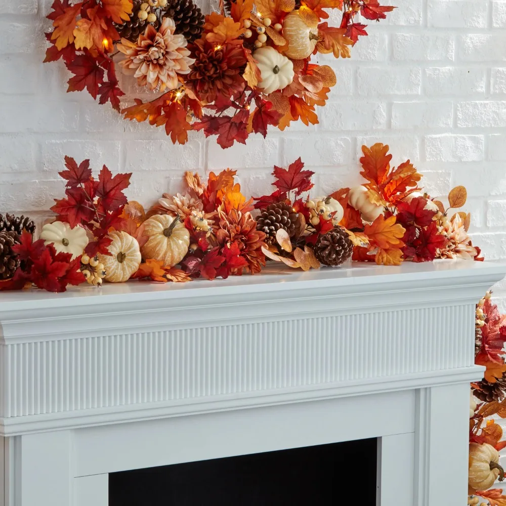 2023 New 9ft Pre-Lit Fall Garland, Peach and Orange Maple Leaf Mix, for Fall Decoration
2023 New 9ft Pre-Lit Fall Garland, Peach and Orange Maple Leaf Mix, for Fall Decoration