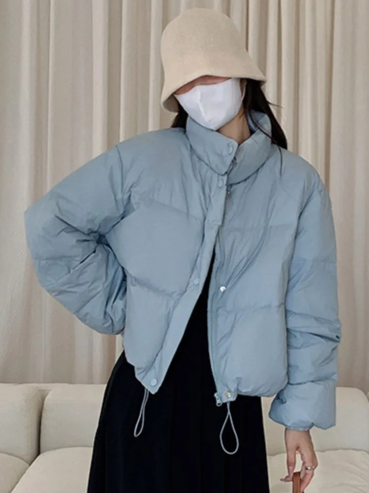 

Модная женская зимняя однотонная стеганая куртка, женское плотное теплое хлопковое пальто с карманами, новинка 2023, Корейская повседневная женская верхняя одежда с длинным рукавом