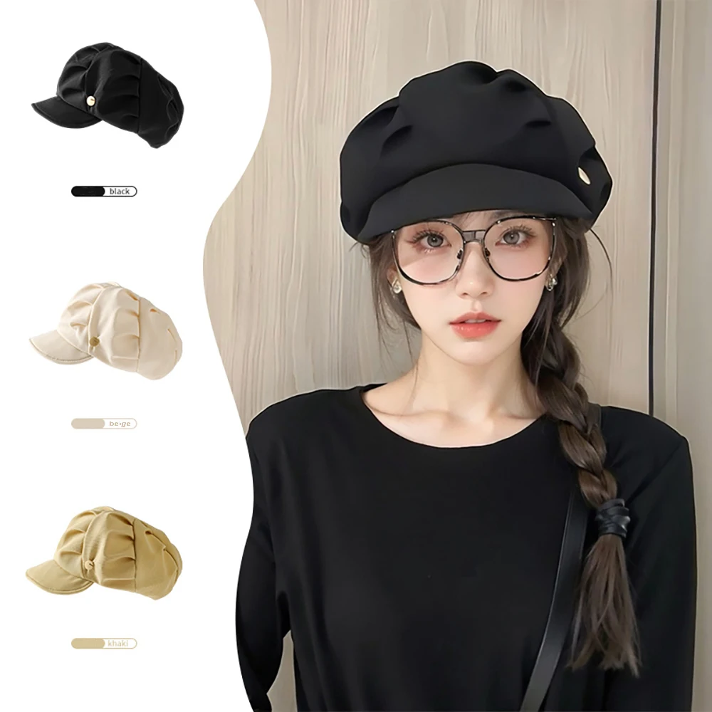 Korean Autumn Winter Octagonal Hats Pleated Cloud Beret Fashion Artist Hat Metal Label Soft Cap For Gentle Woman Caps
Korean Autumn Winter Octagonal Hats Pleated Cloud Beret Fashion Artist Hat Metal Label Soft Cap For Gentle Woman Caps