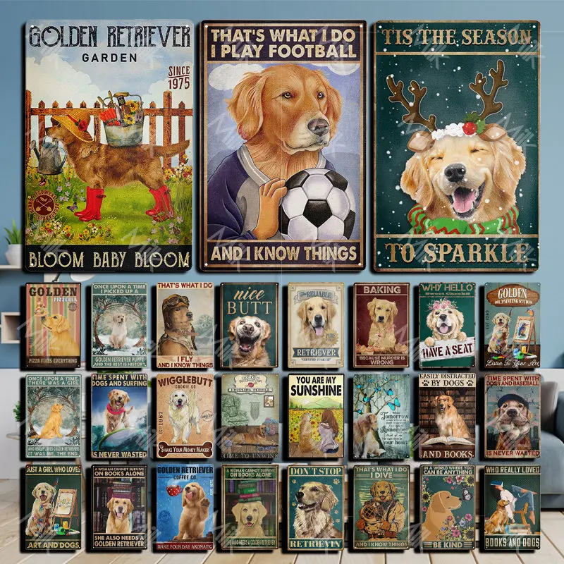 Retro Golden Retriever Dog Metal Tin Sign Plates for Pet Shop Living Room Kitchen Home Garden Bar Club Pub Cinema Wall Decor
Retro Golden Retriever Dog Metal Tin Sign Plates for Pet Shop Living Room Kitchen Home Garden Bar Club Pub Cinema Wall Decor